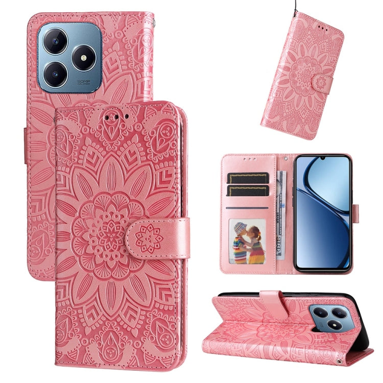 Embossed Sunflower Leather Phone Case, For Realme 16 Pro+ 5G, For Realme 16 Pro 5G, For Realme 15x 5G India / Realme C85 5G, For Realme C85 Pro 4G, For Realme 15T 5G, For Realme Narzo 80 Lite 4G / C71 India, For Realme 15 5G / Realme 15 Pro 5G         ...