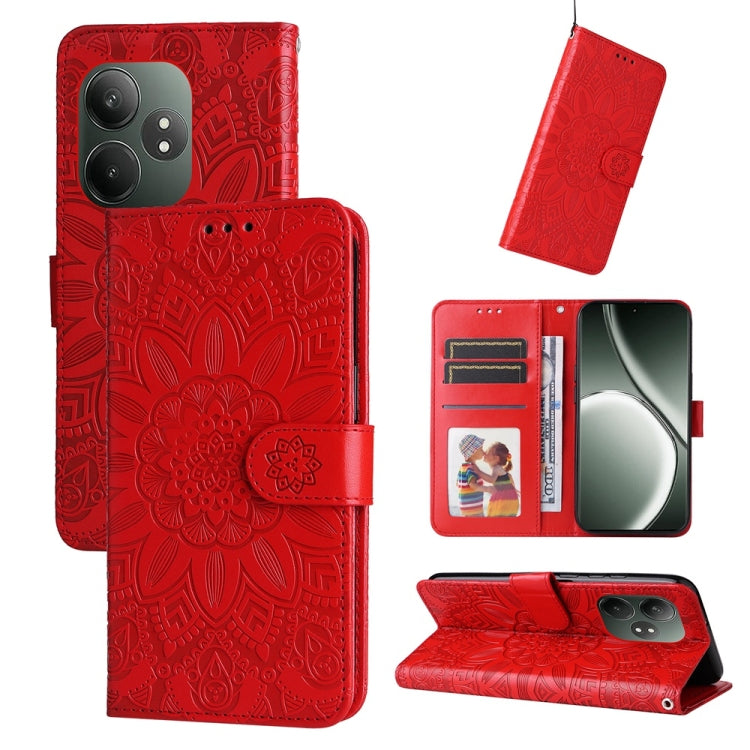 Embossed Sunflower Leather Phone Case, For Realme 16 Pro+ 5G, For Realme 16 Pro 5G, For Realme 15x 5G India / Realme C85 5G, For Realme C85 Pro 4G, For Realme 15T 5G, For Realme Narzo 80 Lite 4G / C71 India, For Realme 15 5G / Realme 15 Pro 5G         ...