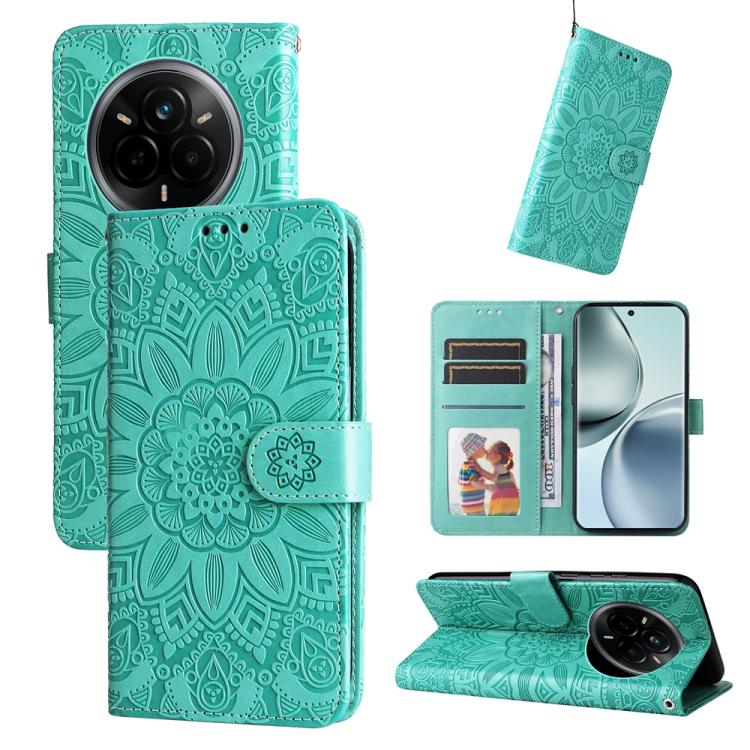Embossed Sunflower Leather Phone Case, For Realme 16 Pro+ 5G, For Realme 16 Pro 5G, For Realme 15x 5G India / Realme C85 5G, For Realme C85 Pro 4G, For Realme 15T 5G, For Realme Narzo 80 Lite 4G / C71 India, For Realme 15 5G / Realme 15 Pro 5G         ...