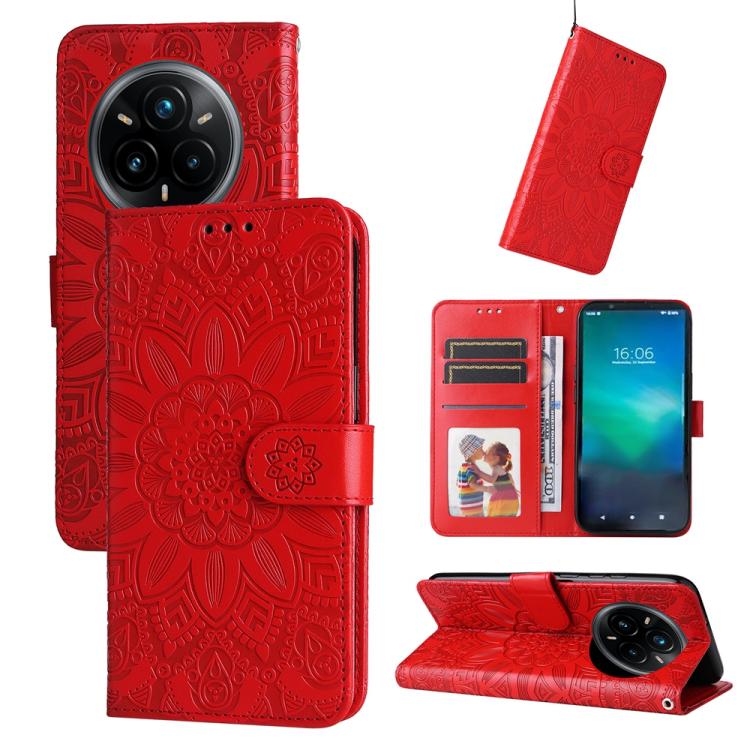 Embossed Sunflower Leather Phone Case, For Realme 16 Pro+ 5G, For Realme 16 Pro 5G, For Realme 15x 5G India / Realme C85 5G, For Realme C85 Pro 4G, For Realme 15T 5G, For Realme Narzo 80 Lite 4G / C71 India, For Realme 15 5G / Realme 15 Pro 5G         ...