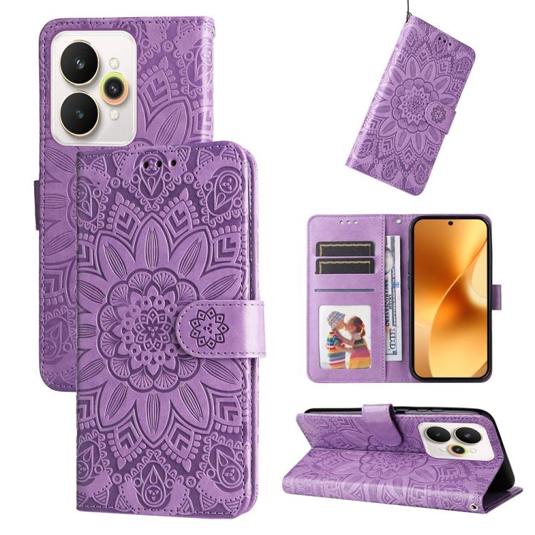 Embossed Sunflower Leather Phone Case, For Realme 16 Pro+ 5G, For Realme 16 Pro 5G, For Realme 15x 5G India / Realme C85 5G, For Realme C85 Pro 4G, For Realme 15T 5G, For Realme Narzo 80 Lite 4G / C71 India, For Realme 15 5G / Realme 15 Pro 5G         ...