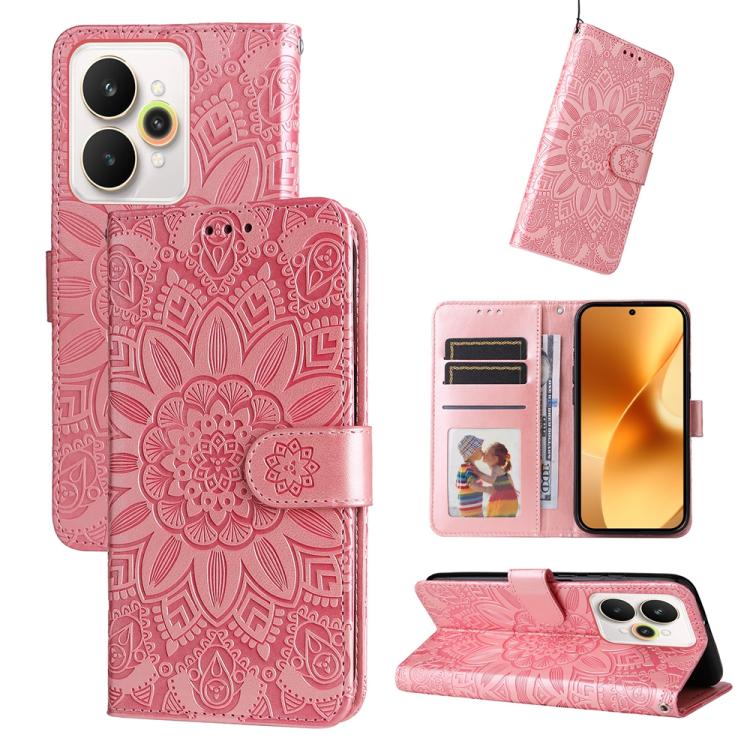 Embossed Sunflower Leather Phone Case, For Realme 16 Pro+ 5G, For Realme 16 Pro 5G, For Realme 15x 5G India / Realme C85 5G, For Realme C85 Pro 4G, For Realme 15T 5G, For Realme Narzo 80 Lite 4G / C71 India, For Realme 15 5G / Realme 15 Pro 5G         ...