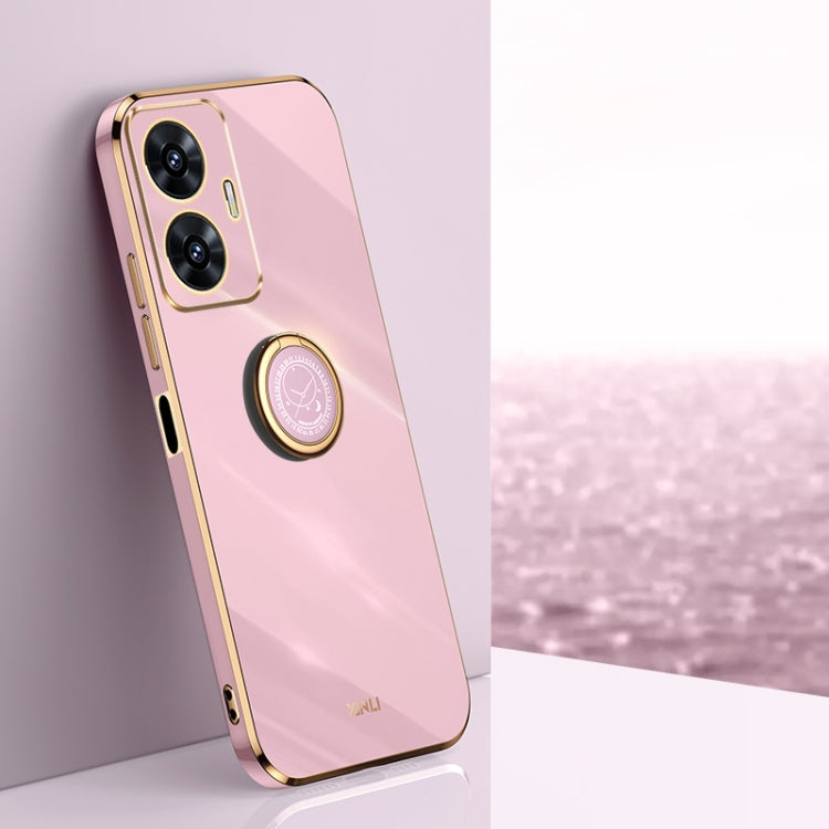 XINLI Straight Edge 6D Electroplate TPU Phone Case with Ring Holder, For Realme GT Neo5 SE, For Realme C55
