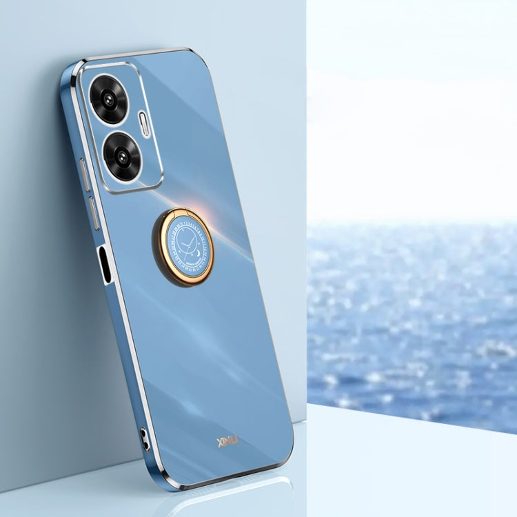 XINLI Straight Edge 6D Electroplate TPU Phone Case with Ring Holder, For Realme GT Neo5 SE, For Realme C55