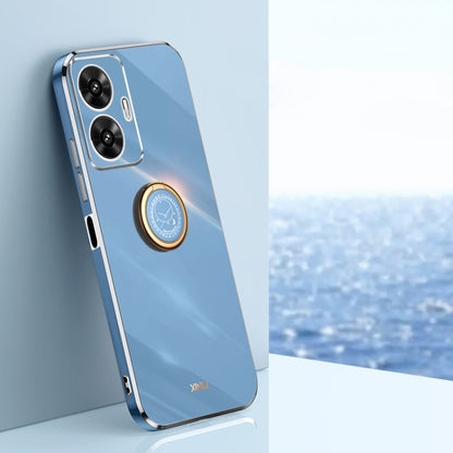 XINLI Straight Edge 6D Electroplate TPU Phone Case with Ring Holder, For Realme GT Neo5 SE, For Realme C55