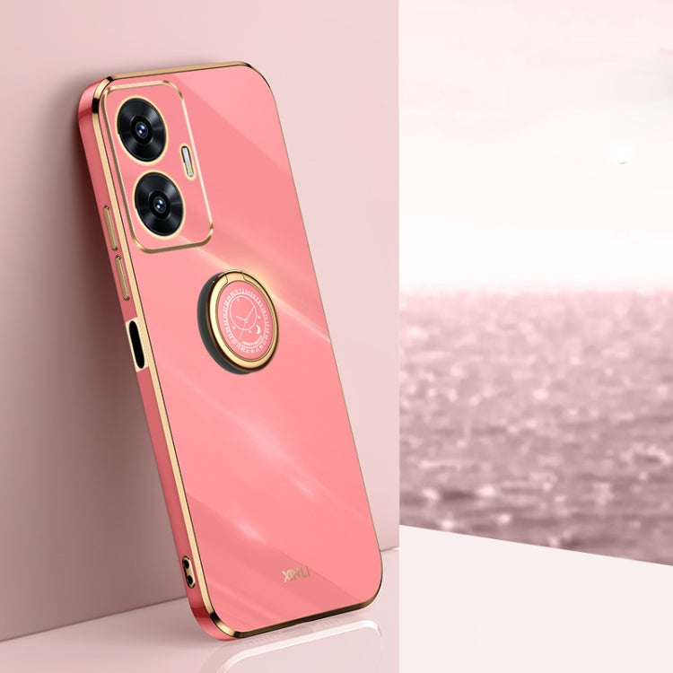 XINLI Straight Edge 6D Electroplate TPU Phone Case with Ring Holder, For Realme GT Neo5 SE, For Realme C55