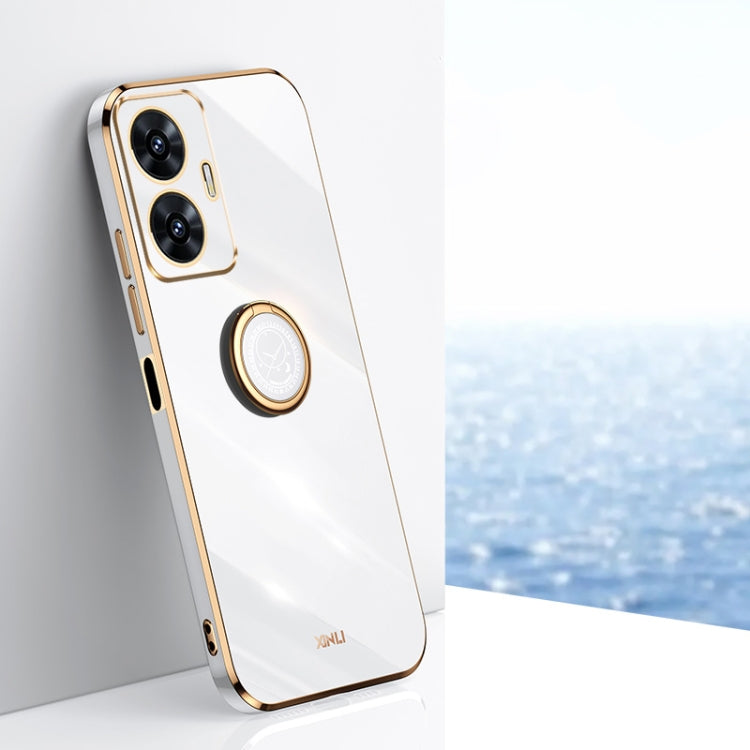 XINLI Straight Edge 6D Electroplate TPU Phone Case with Ring Holder, For Realme GT Neo5 SE, For Realme C55