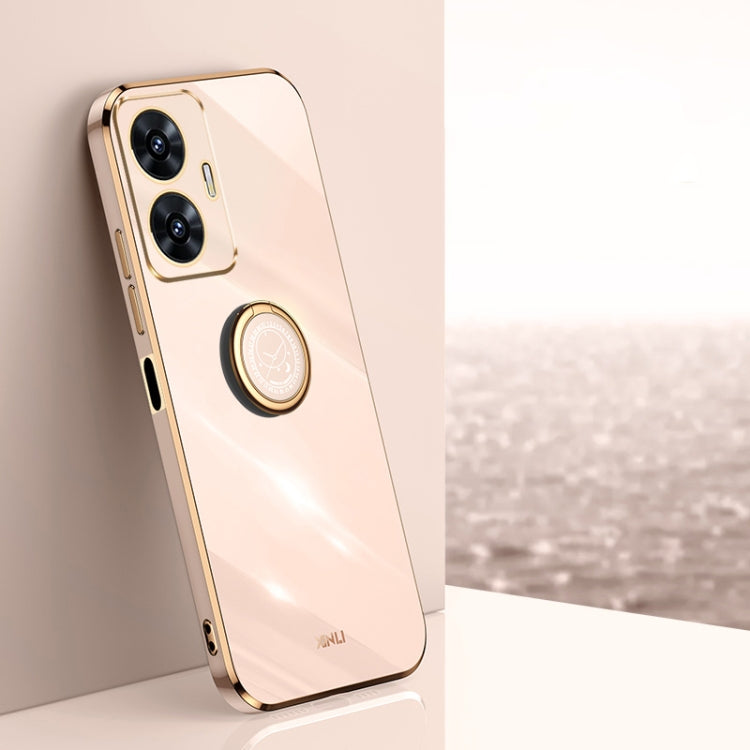 XINLI Straight Edge 6D Electroplate TPU Phone Case with Ring Holder, For Realme GT Neo5 SE, For Realme C55