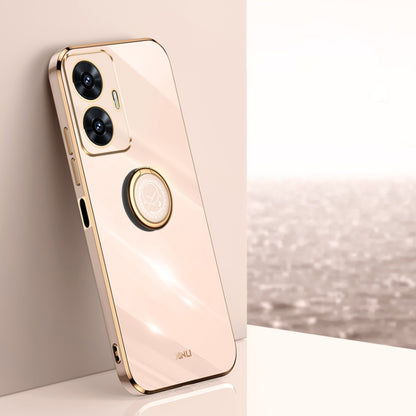 XINLI Straight Edge 6D Electroplate TPU Phone Case with Ring Holder, For Realme GT Neo5 SE, For Realme C55
