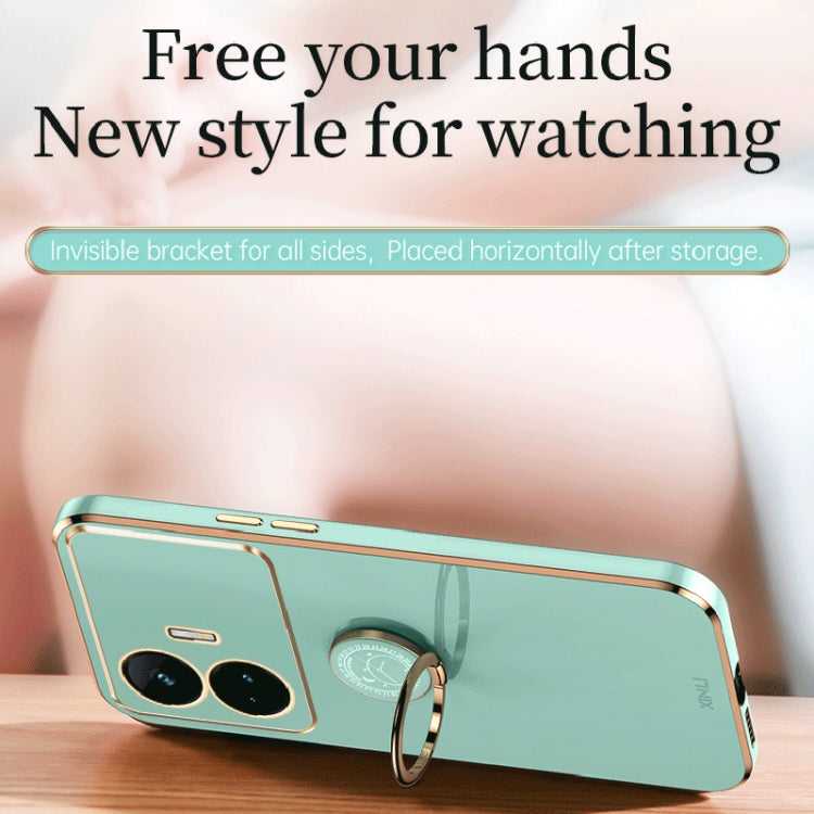 XINLI Straight Edge 6D Electroplate TPU Phone Case with Ring Holder, For Realme GT Neo5 SE, For Realme C55