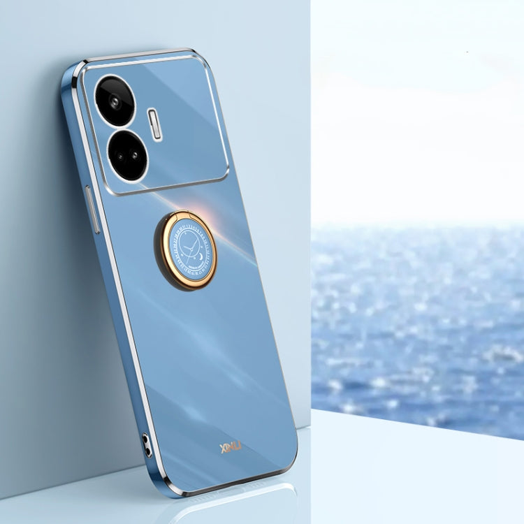 XINLI Straight Edge 6D Electroplate TPU Phone Case with Ring Holder, For Realme GT Neo5 SE, For Realme C55