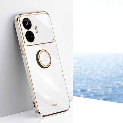 XINLI Straight Edge 6D Electroplate TPU Phone Case with Ring Holder, For Realme GT Neo5 SE, For Realme C55