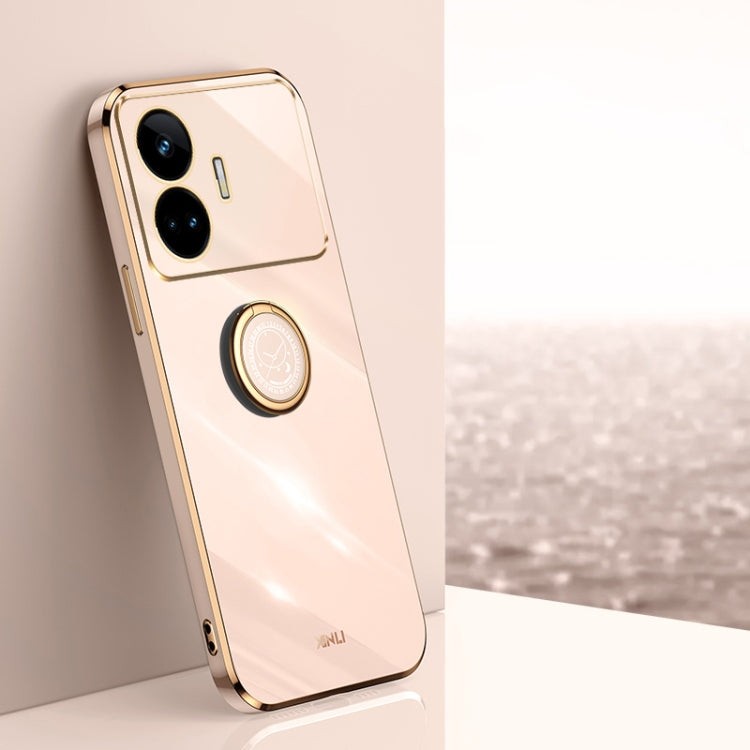 XINLI Straight Edge 6D Electroplate TPU Phone Case with Ring Holder, For Realme GT Neo5 SE, For Realme C55
