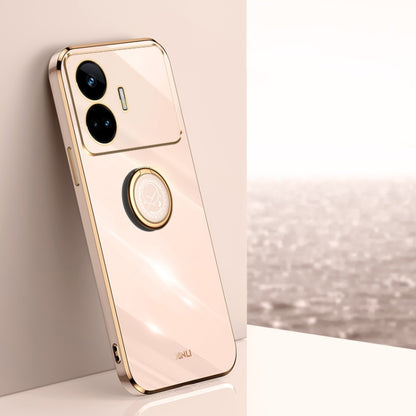 XINLI Straight Edge 6D Electroplate TPU Phone Case with Ring Holder, For Realme GT Neo5 SE, For Realme C55