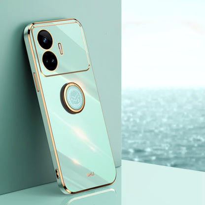 XINLI Straight Edge 6D Electroplate TPU Phone Case with Ring Holder, For Realme GT Neo5 SE, For Realme C55