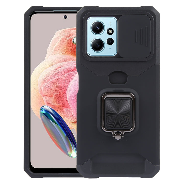 Camera Shield Card Slot PC+TPU Phone Case, For Redmi Note 14 Pro 5G / 14 Pro+ 5G, For Redmi Note 14 4G 163mm, For Redmi Note 13 4G, For Redmi Note 13 Pro 5G, For Redmi Note 12 4G