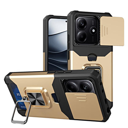 Camera Shield Card Slot PC+TPU Phone Case, For Redmi Note 14 Pro 5G / 14 Pro+ 5G, For Redmi Note 14 4G 163mm, For Redmi Note 13 4G, For Redmi Note 13 Pro 5G, For Redmi Note 12 4G