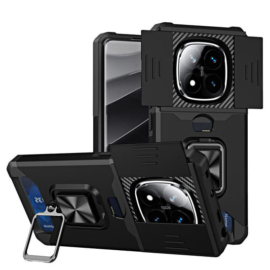 Camera Shield Card Slot PC+TPU Phone Case, For Redmi Note 14 Pro 5G / 14 Pro+ 5G, For Redmi Note 14 4G 163mm, For Redmi Note 13 4G, For Redmi Note 13 Pro 5G, For Redmi Note 12 4G