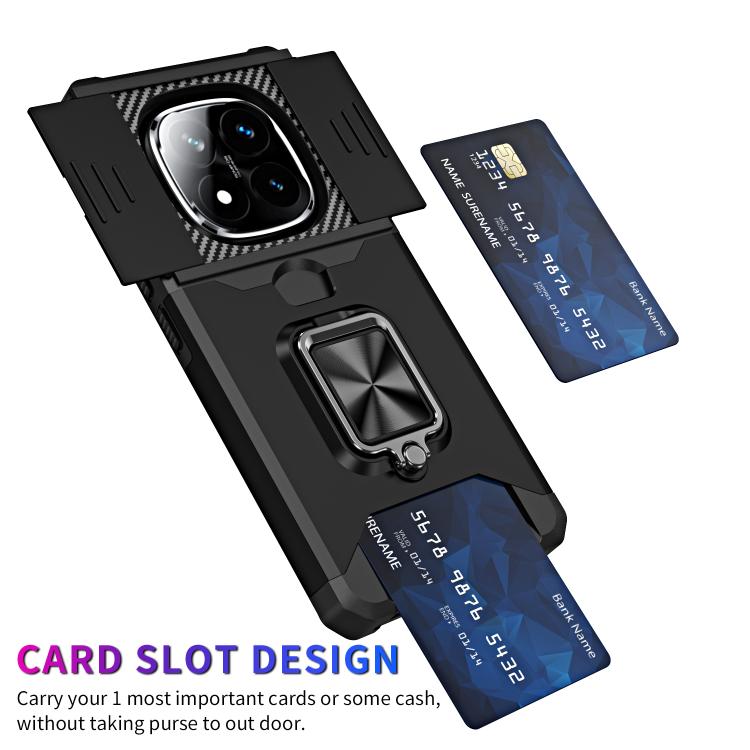 Camera Shield Card Slot PC+TPU Phone Case, For Redmi Note 14 Pro 5G / 14 Pro+ 5G, For Redmi Note 14 4G 163mm, For Redmi Note 13 4G, For Redmi Note 13 Pro 5G, For Redmi Note 12 4G