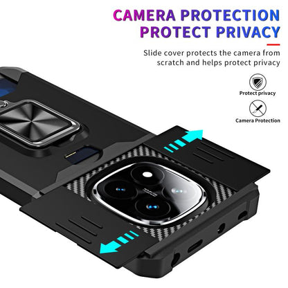Camera Shield Card Slot PC+TPU Phone Case, For Redmi Note 14 Pro 5G / 14 Pro+ 5G, For Redmi Note 14 4G 163mm, For Redmi Note 13 4G, For Redmi Note 13 Pro 5G, For Redmi Note 12 4G