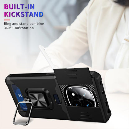 Camera Shield Card Slot PC+TPU Phone Case, For Redmi Note 14 Pro 5G / 14 Pro+ 5G, For Redmi Note 14 4G 163mm, For Redmi Note 13 4G, For Redmi Note 13 Pro 5G, For Redmi Note 12 4G
