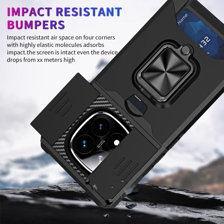 Camera Shield Card Slot PC+TPU Phone Case, For Redmi Note 14 Pro 5G / 14 Pro+ 5G, For Redmi Note 14 4G 163mm, For Redmi Note 13 4G, For Redmi Note 13 Pro 5G, For Redmi Note 12 4G