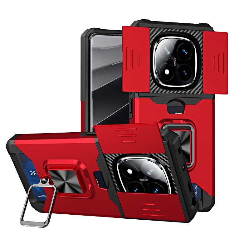 Camera Shield Card Slot PC+TPU Phone Case, For Redmi Note 14 Pro 5G / 14 Pro+ 5G, For Redmi Note 14 4G 163mm, For Redmi Note 13 4G, For Redmi Note 13 Pro 5G, For Redmi Note 12 4G
