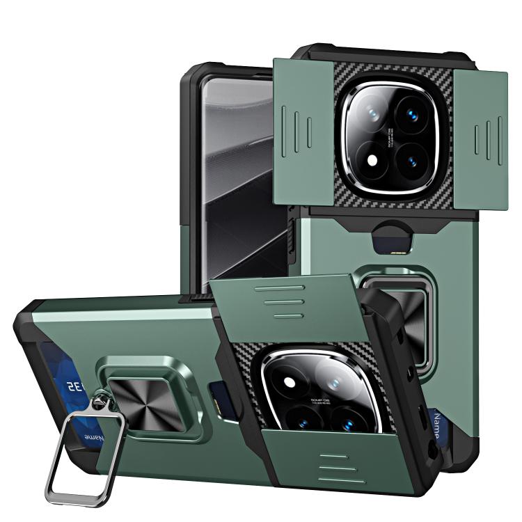 Camera Shield Card Slot PC+TPU Phone Case, For Redmi Note 14 Pro 5G / 14 Pro+ 5G, For Redmi Note 14 4G 163mm, For Redmi Note 13 4G, For Redmi Note 13 Pro 5G, For Redmi Note 12 4G