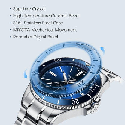NORTH EDGE ANCHOR Montre mécanique étanche 100m pour homme, ANCHOR
