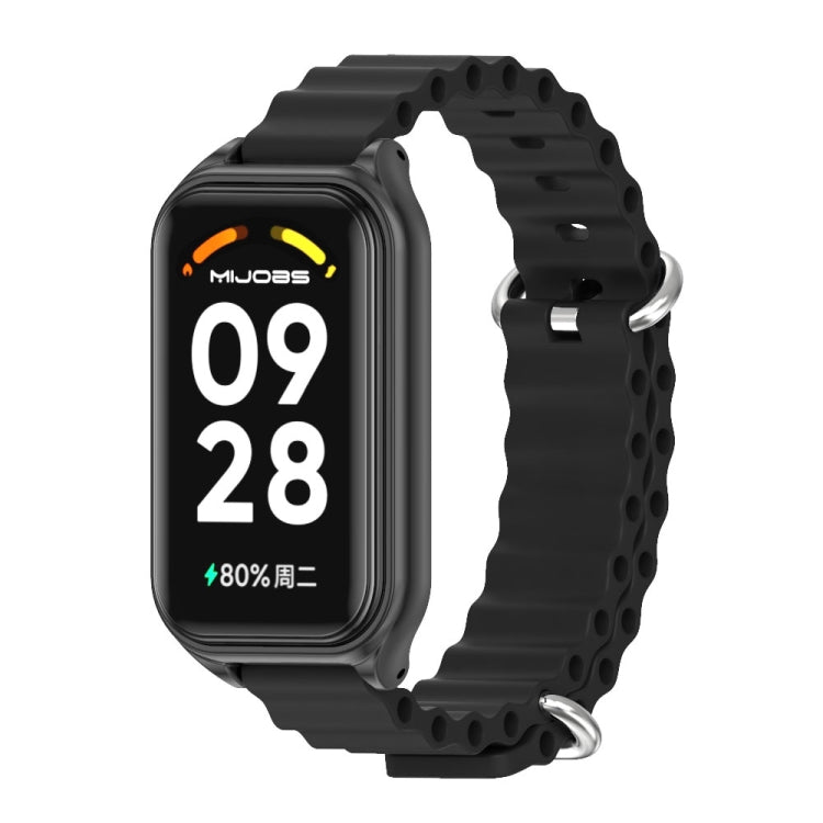 Mijobs Metal Shell Ocean Silicone Watch Band, For Xiaomi Smart Band 8 Active / Redmi Band 2