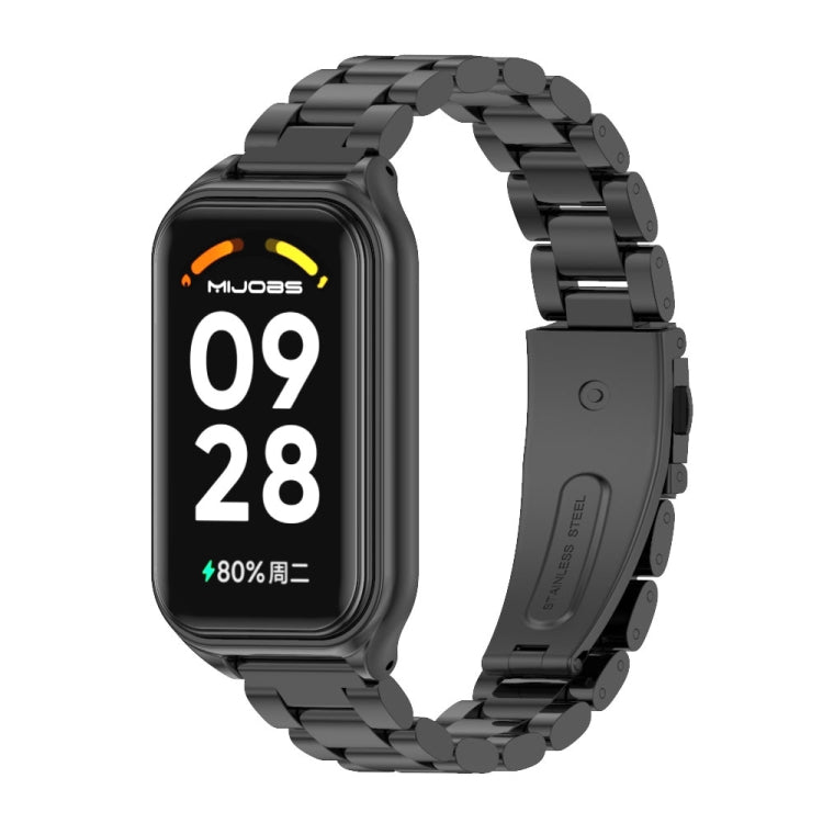 Mijobs Metal Shell + Three-Bead Stainless Steel Watch Band, For Xiaomi Smart Band 8 Active / Redmi Band 2