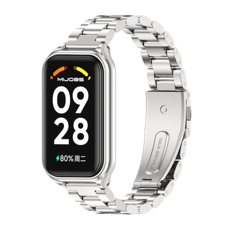 Mijobs Metal Shell + Three-Bead Stainless Steel Watch Band, For Xiaomi Smart Band 8 Active / Redmi Band 2