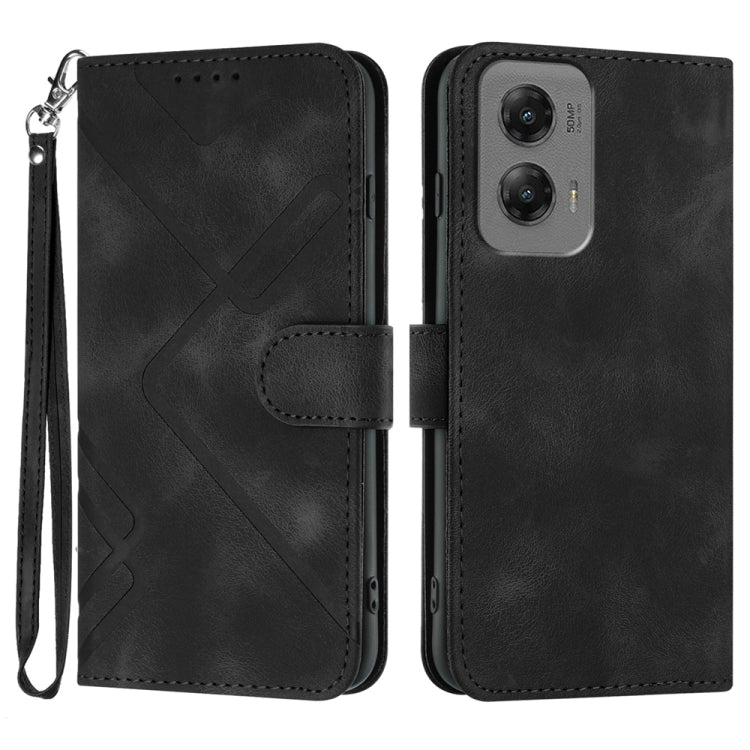 Line Pattern Skin Feel Leather Phone Case