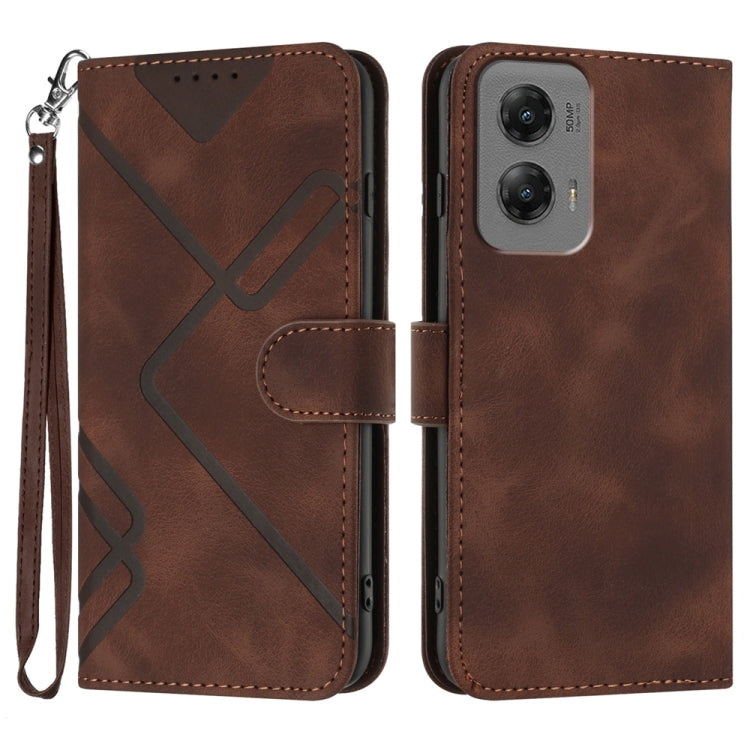 Line Pattern Skin Feel Leather Phone Case