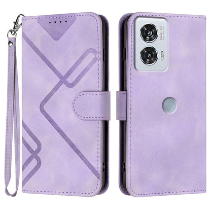 Line Pattern Skin Feel Leather Phone Case