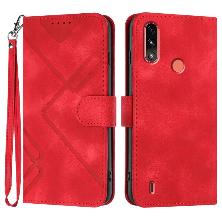 Line Pattern Skin Feel Leather Phone Case