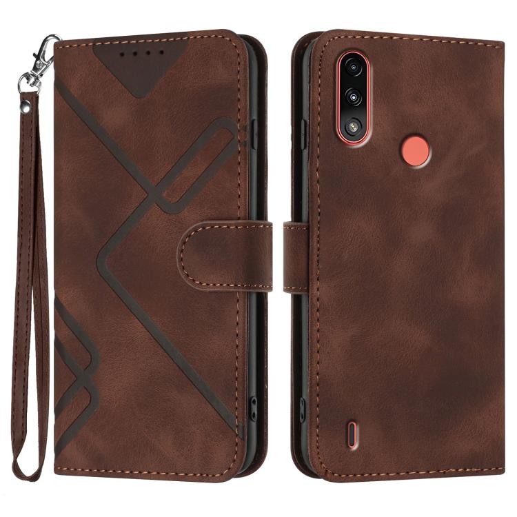 Line Pattern Skin Feel Leather Phone Case