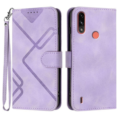 Line Pattern Skin Feel Leather Phone Case