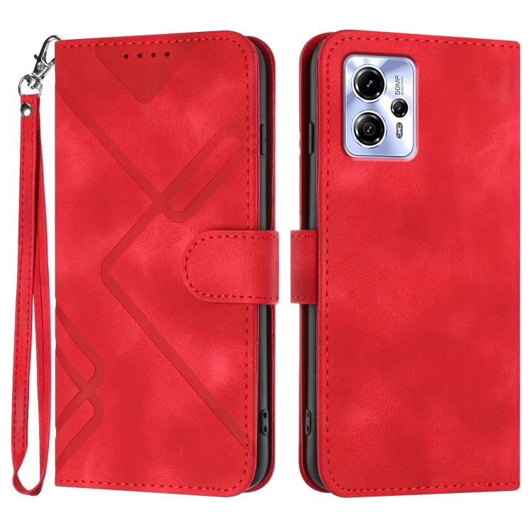 Line Pattern Skin Feel Leather Phone Case
