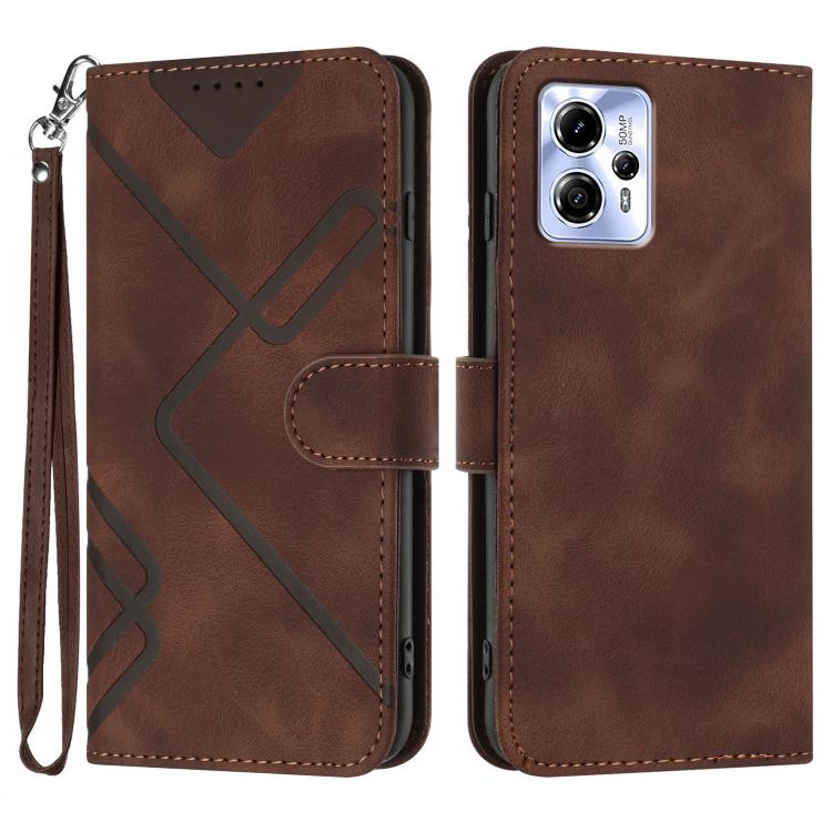 Line Pattern Skin Feel Leather Phone Case