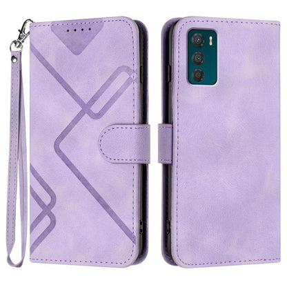 Line Pattern Skin Feel Leather Phone Case
