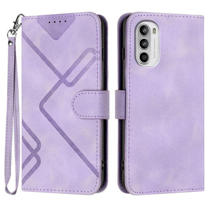 Line Pattern Skin Feel Leather Phone Case