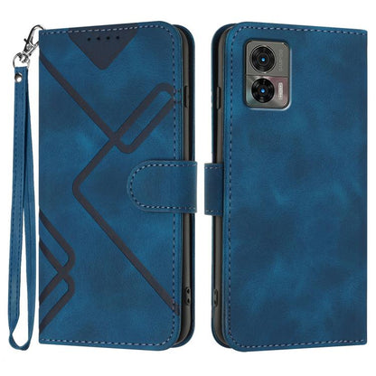 Line Pattern Skin Feel Leather Phone Case