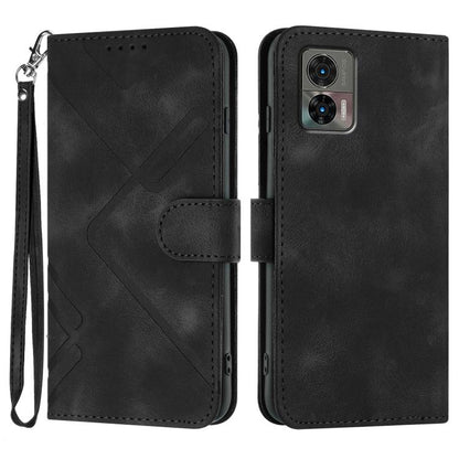 Line Pattern Skin Feel Leather Phone Case