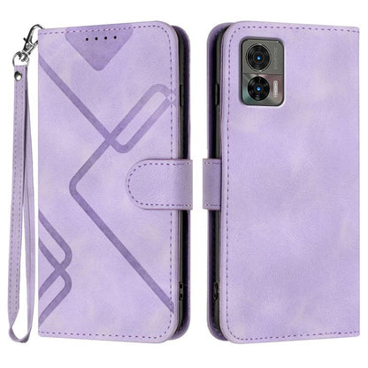 Line Pattern Skin Feel Leather Phone Case