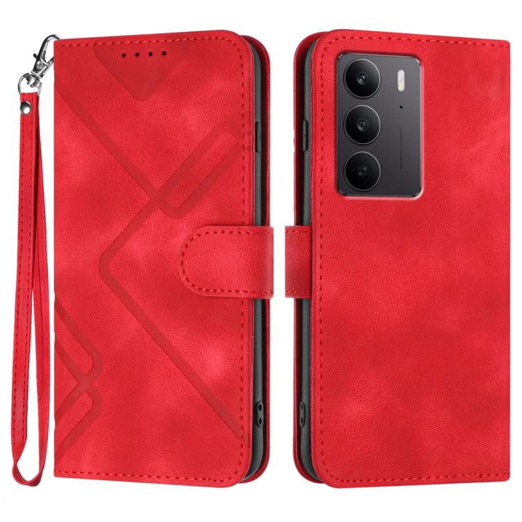 Line Pattern Skin Feel Leather Phone Case, For Realme 16T 5G, For Realme C100 4G, For Realme 15x 5G India / Realme C85 5G, For Realme P4 Pro 5G, For Realme P4 5G, For Realme 15T 5G, For Realme C71 India, For Realme 15 5G / Realme 15 Pro 5G             ...
