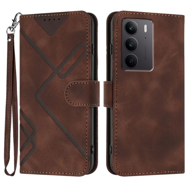 Line Pattern Skin Feel Leather Phone Case, For Realme 16T 5G, For Realme C100 4G, For Realme 15x 5G India / Realme C85 5G, For Realme P4 Pro 5G, For Realme P4 5G, For Realme 15T 5G, For Realme C71 India, For Realme 15 5G / Realme 15 Pro 5G             ...