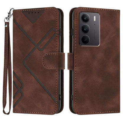 Line Pattern Skin Feel Leather Phone Case, For Realme 16T 5G, For Realme C100 4G, For Realme 15x 5G India / Realme C85 5G, For Realme P4 Pro 5G, For Realme P4 5G, For Realme 15T 5G, For Realme C71 India, For Realme 15 5G / Realme 15 Pro 5G             ...
