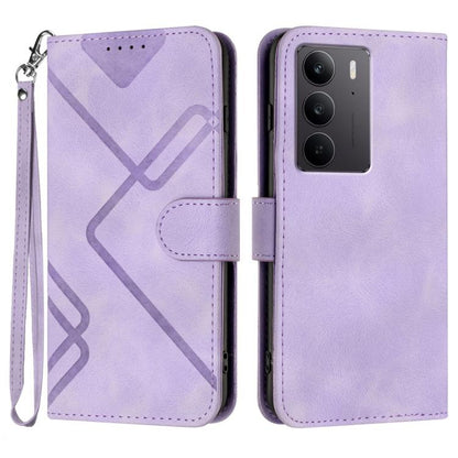 Line Pattern Skin Feel Leather Phone Case, For Realme 16T 5G, For Realme C100 4G, For Realme 15x 5G India / Realme C85 5G, For Realme P4 Pro 5G, For Realme P4 5G, For Realme 15T 5G, For Realme C71 India, For Realme 15 5G / Realme 15 Pro 5G             ...
