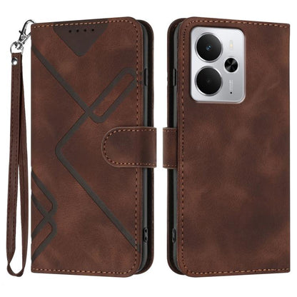 Line Pattern Skin Feel Leather Phone Case, For Realme 16T 5G, For Realme C100 4G, For Realme 15x 5G India / Realme C85 5G, For Realme P4 Pro 5G, For Realme P4 5G, For Realme 15T 5G, For Realme C71 India, For Realme 15 5G / Realme 15 Pro 5G             ...
